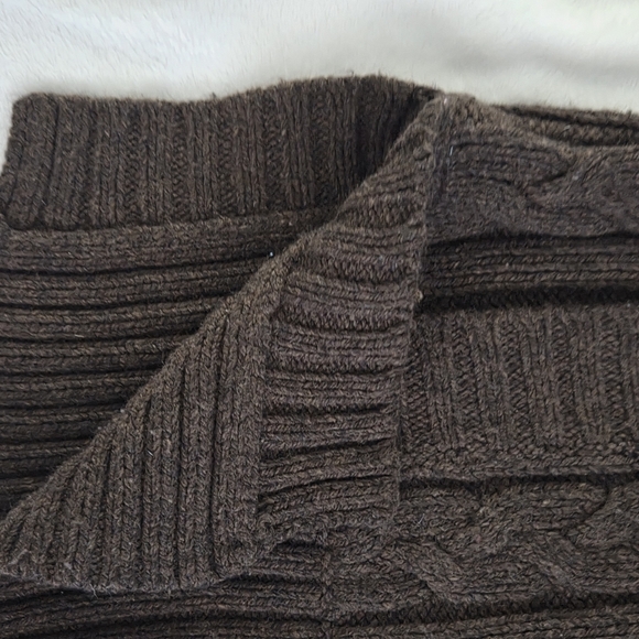 Ruff Hewn Brown Cable Knit Sweater Vest Tunic | Shawl Collar Short Sleeve MEDIUM - Picture 10 of 11